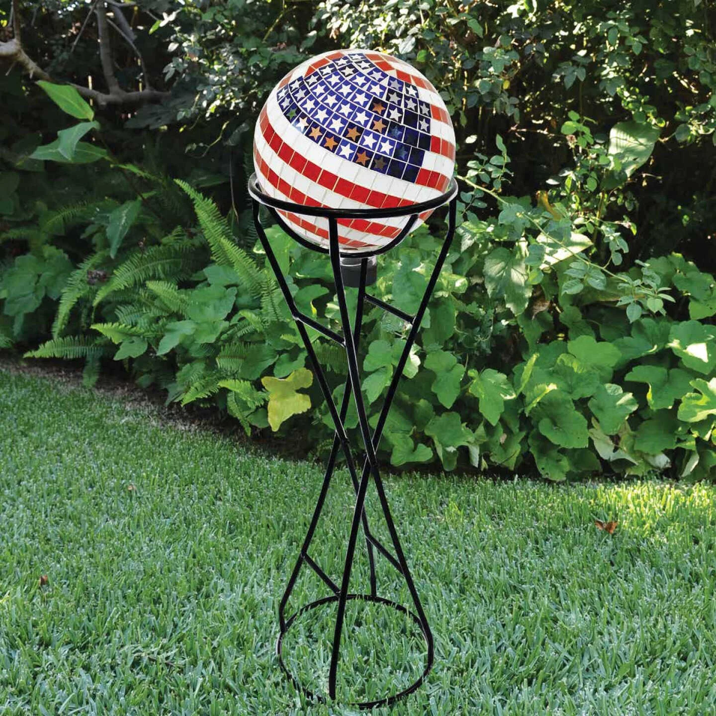 Alpine 10 In. Dia. Glass American Flag Gazing Globe Lawn Ornament 4 Alpine 10 In. Dia. Glass American Flag Gazing Globe Lawn Ornament - Image 2