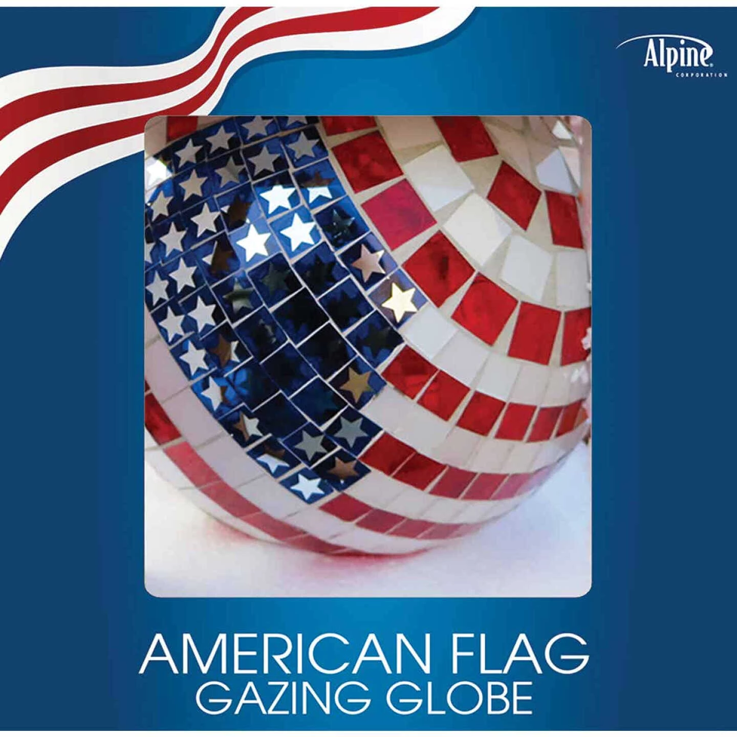 Alpine 10 In. Dia. Glass American Flag Gazing Globe Lawn Ornament 5 Alpine 10 In. Dia. Glass American Flag Gazing Globe Lawn Ornament - Image 3