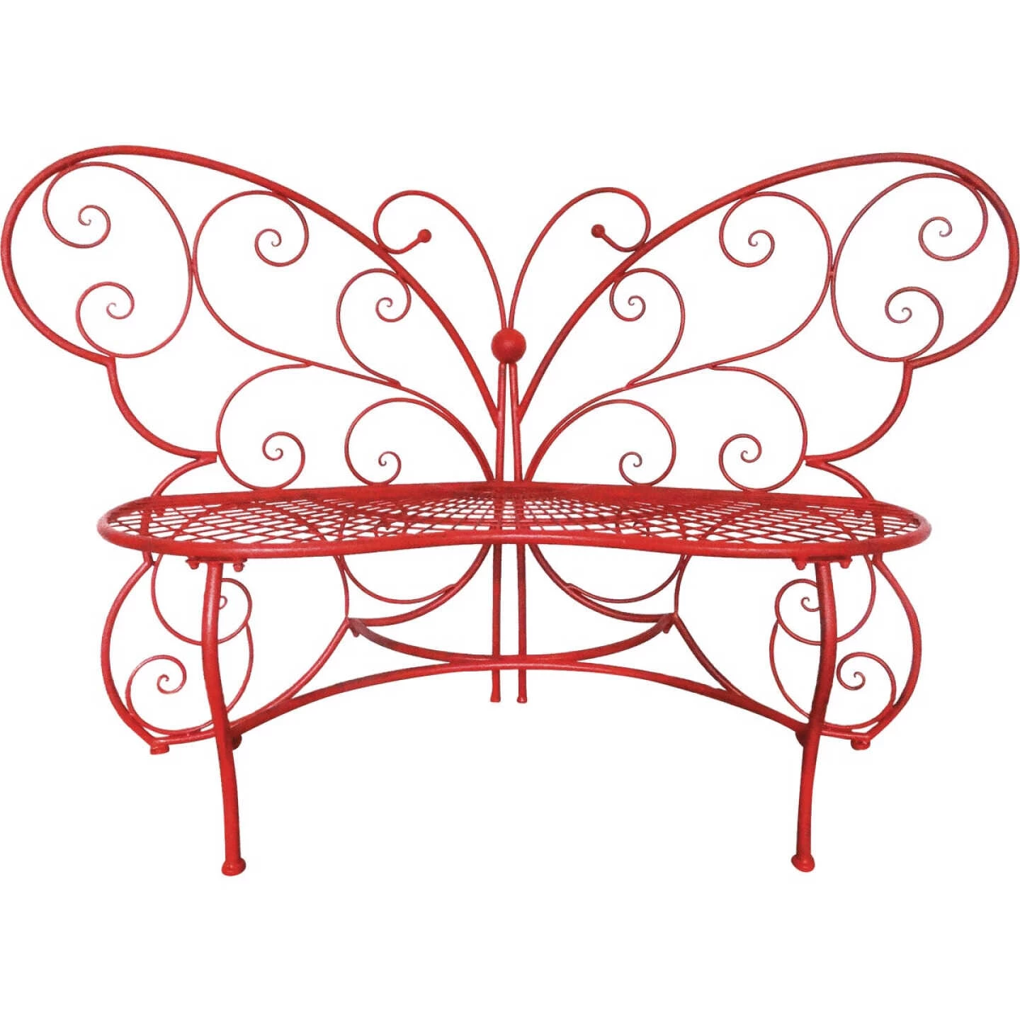 Alpine 61 In. L. Red Iron Butterfly Bench 3 Alpine 61 In. L. Red Iron Butterfly Bench