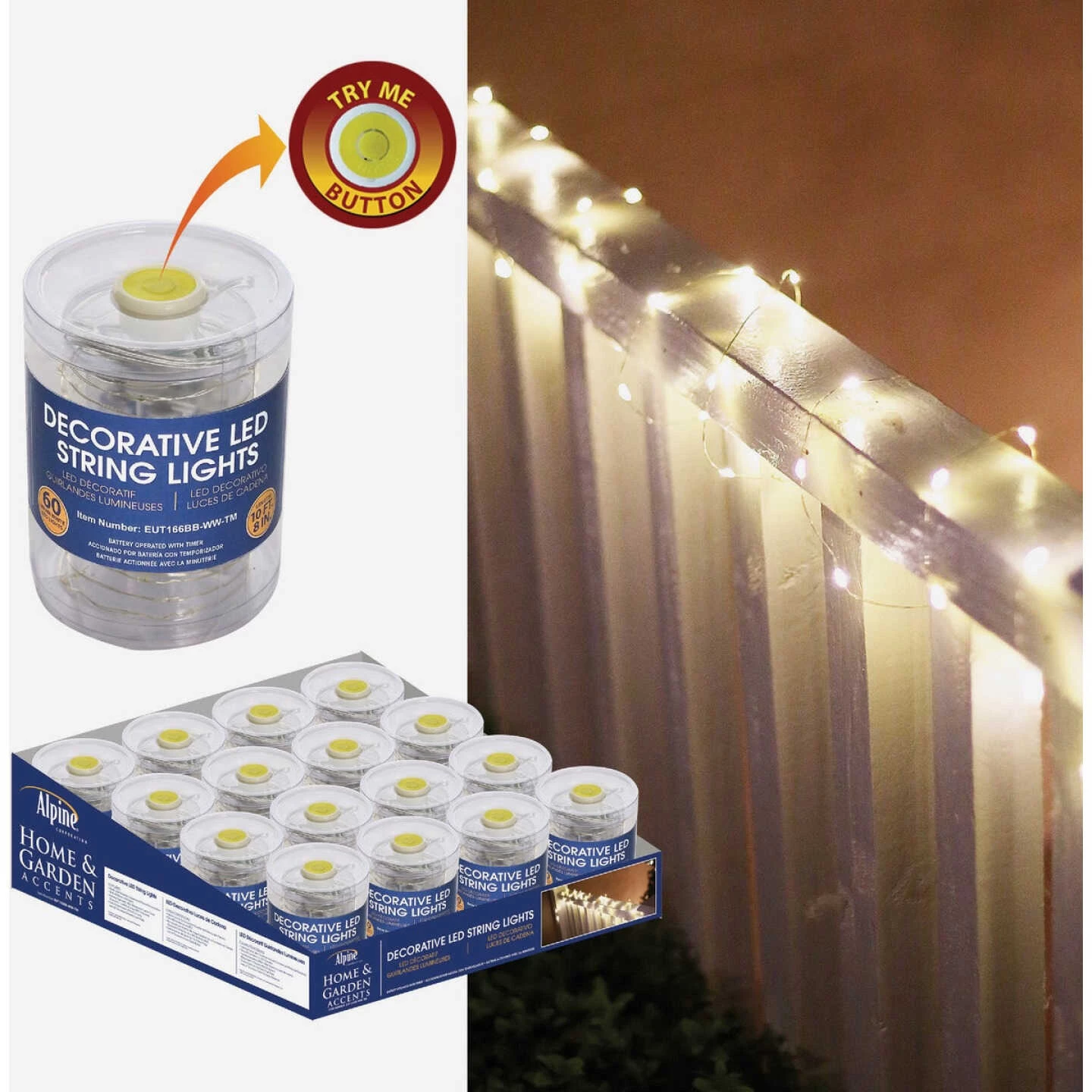 Alpine 10-1/2 Ft. 60-Light Warm White LED Battery Operated Copper String Light Set 4 Alpine 10-1/2 Ft. 60-Light Warm White LED Battery Operated Copper String Light Set - Image 2