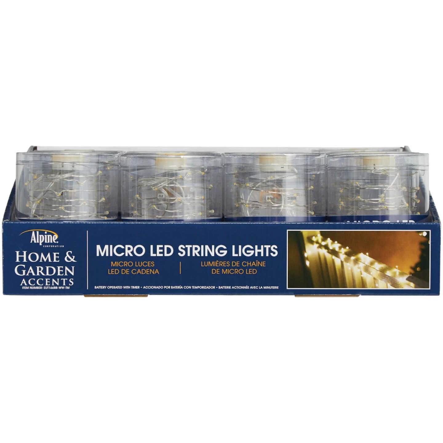 Alpine 10-1/2 Ft. 60-Light Warm White LED Battery Operated Copper String Light Set 7 Alpine 10-1/2 Ft. 60-Light Warm White LED Battery Operated Copper String Light Set - Image 5