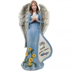 Alpine 18 In. H. Blue Dress Angel Statue With Hopeful Message