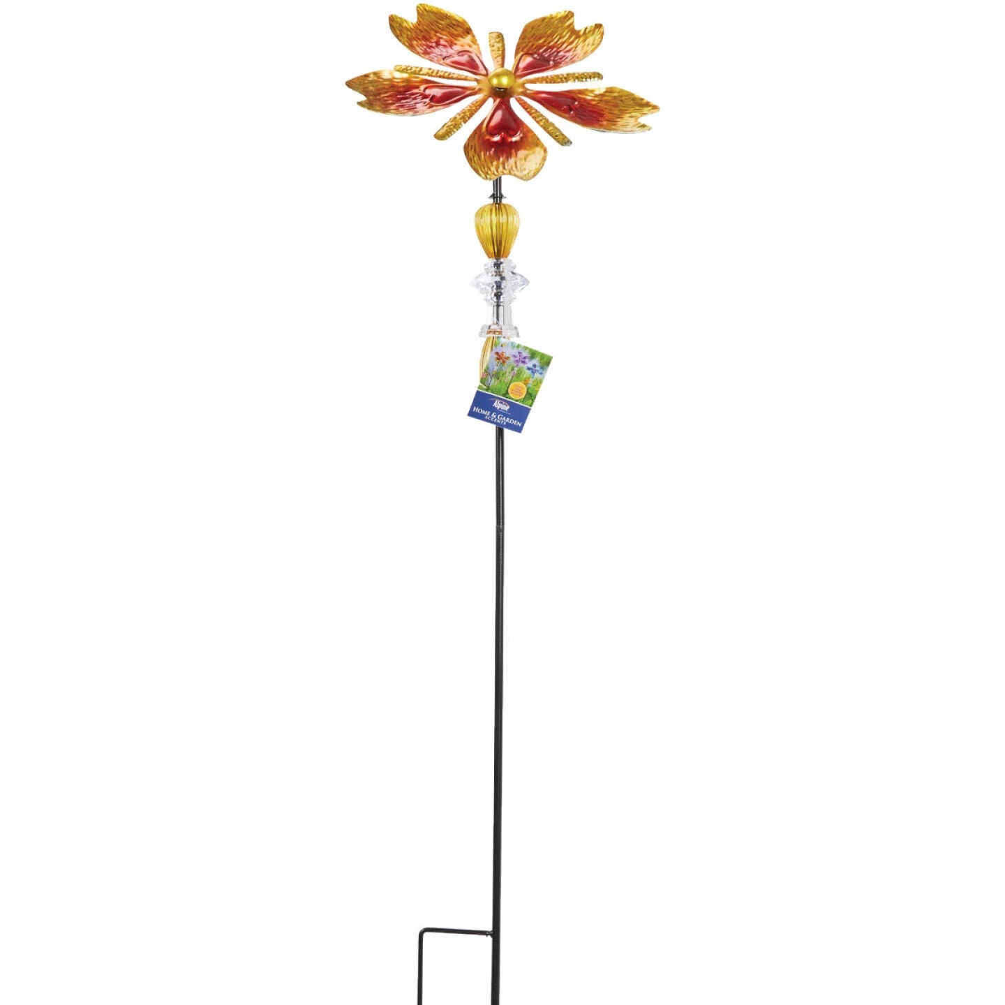 Alpine 37 In. H. Colorful Glass Flower & Gem Wind Spinner Stake 7 Alpine 37 In. H. Colorful Glass Flower & Gem Wind Spinner Stake - Image 5