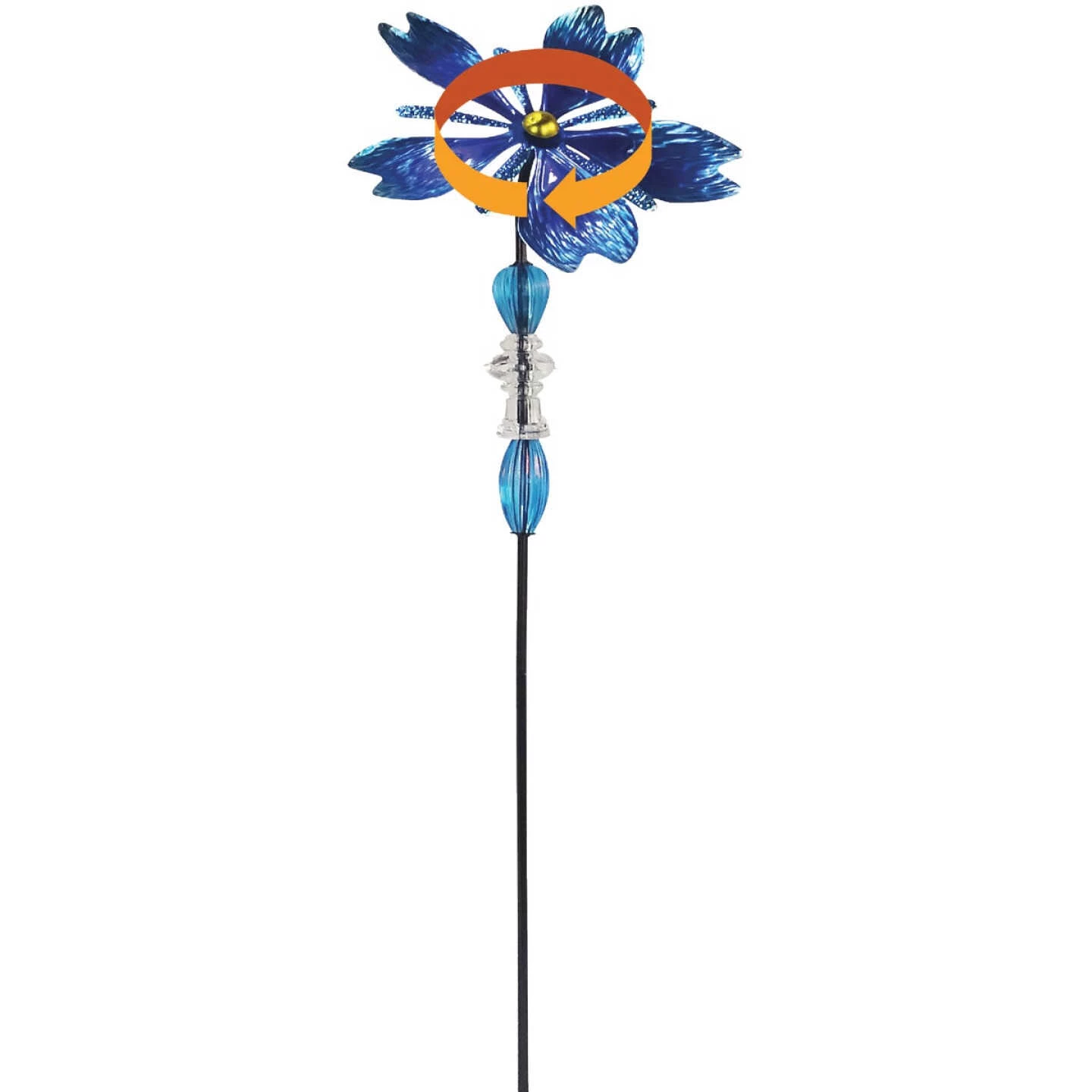 Alpine 37 In. H. Colorful Glass Flower & Gem Wind Spinner Stake 6 Alpine 37 In. H. Colorful Glass Flower & Gem Wind Spinner Stake - Image 4