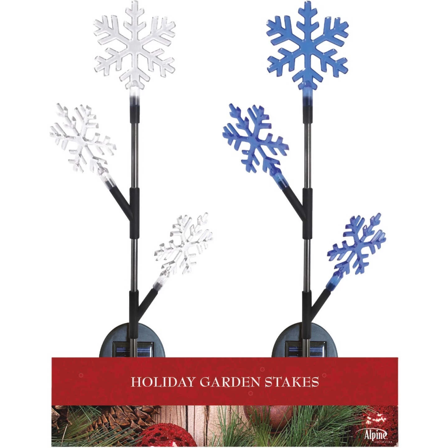 Alpine 37 In. LED Solar 3-Tier Snowflake Holiday Garden Stake 3 Alpine 37 In. LED Solar 3-Tier Snowflake Holiday Garden Stake