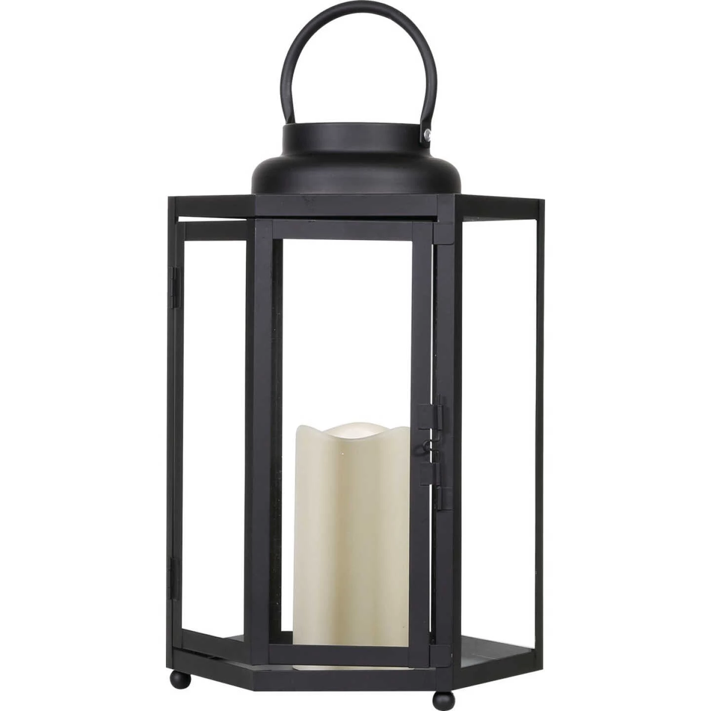 Alpine 9 In. W. X 14 In. H. X 9 In. L. Black Warm White LED Candle Hexagonal Patio Lantern 3 Alpine 9 In. W. X 14 In. H. X 9 In. L. Black Warm White LED Candle Hexagonal Patio Lantern