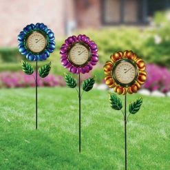 Alpine 42 In. H. Metallic Flower Thermometer Stake -Cheap Alpine Shop ItemImage 835504 stfn6634b7px4wfm5j2qmpb8