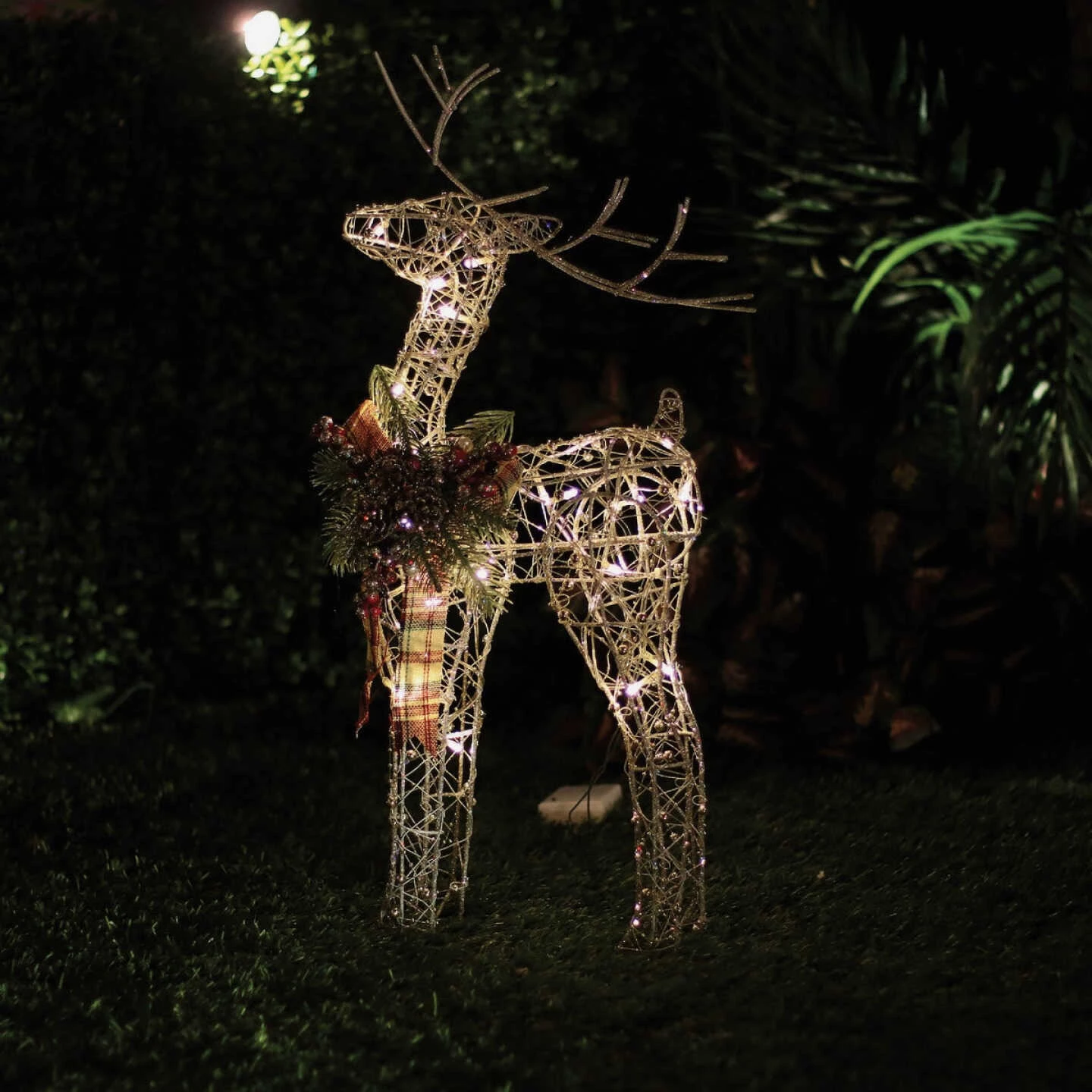Alpine 24 In. Warm White LED Gold Wire Standing Christmas Reindeer Lighted Decoration 4 Alpine 24 In. Warm White LED Gold Wire Standing Christmas Reindeer Lighted Decoration - Image 2
