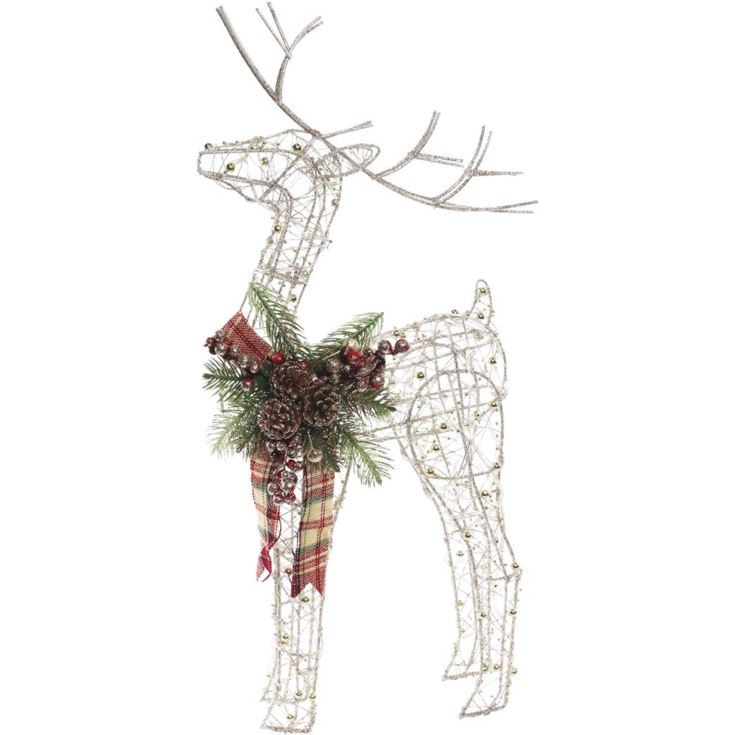 Alpine 24 In. Warm White LED Gold Wire Standing Christmas Reindeer Lighted Decoration 3 Alpine 24 In. Warm White LED Gold Wire Standing Christmas Reindeer Lighted Decoration