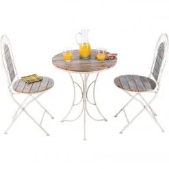 Alpine 3-Piece Weathered Wood Blue & White Bistro Set -Cheap Alpine Shop ItemImage 849461 cjsjnpnbk5qgx6qr8kbw5rc