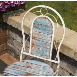 Alpine 3-Piece Weathered Wood Blue & White Bistro Set -Cheap Alpine Shop ItemImage 849461 j7kkpvgm689w6qj3qw6r89