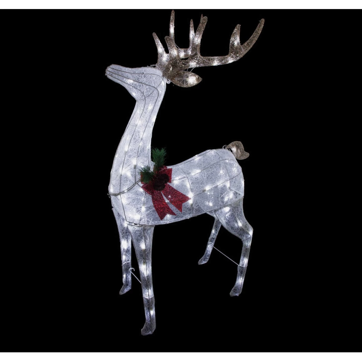 Alpine 50 In. Cool White LED White Mesh Standing Deer Lighted Decoration 5 Alpine 50 In. Cool White LED White Mesh Standing Deer Lighted Decoration - Image 3