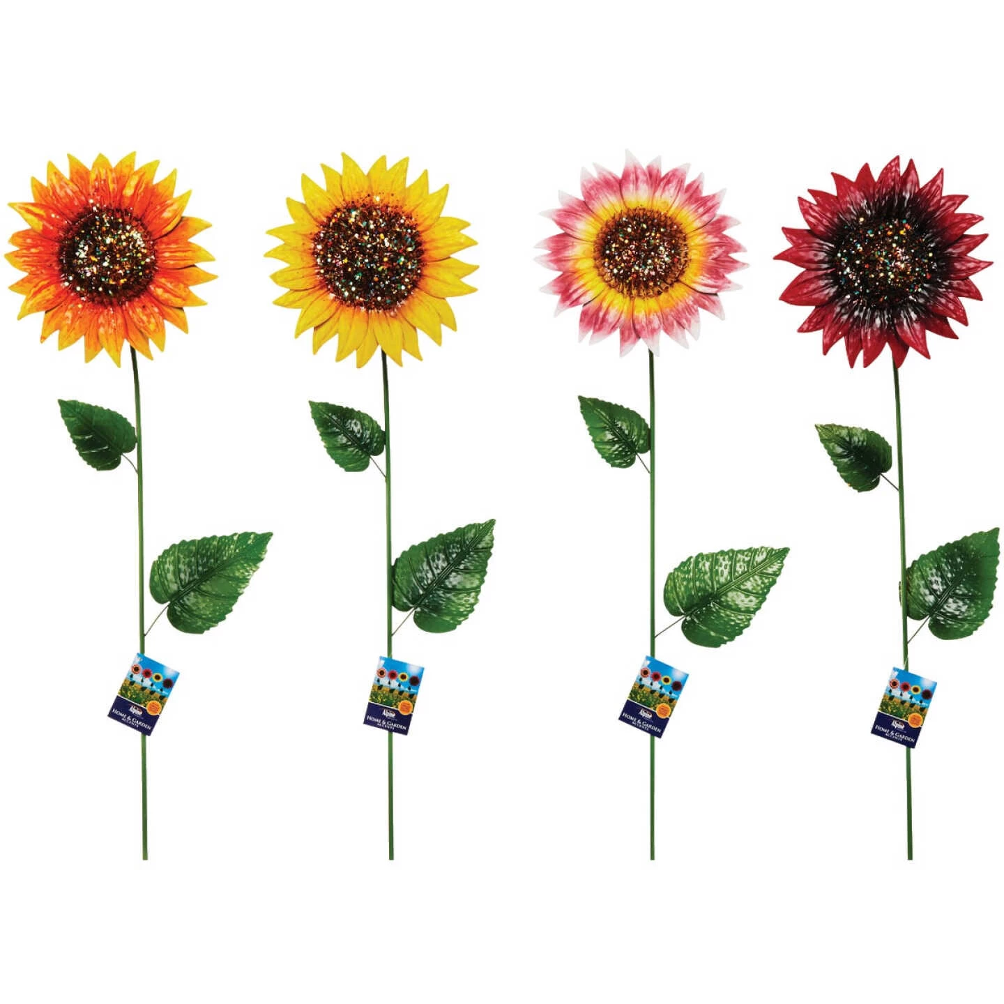 Alpine 34 In. H. Colorful Glitter Metal Sunflower Garden Stake 5 Alpine 34 In. H. Colorful Glitter Metal Sunflower Garden Stake - Image 3
