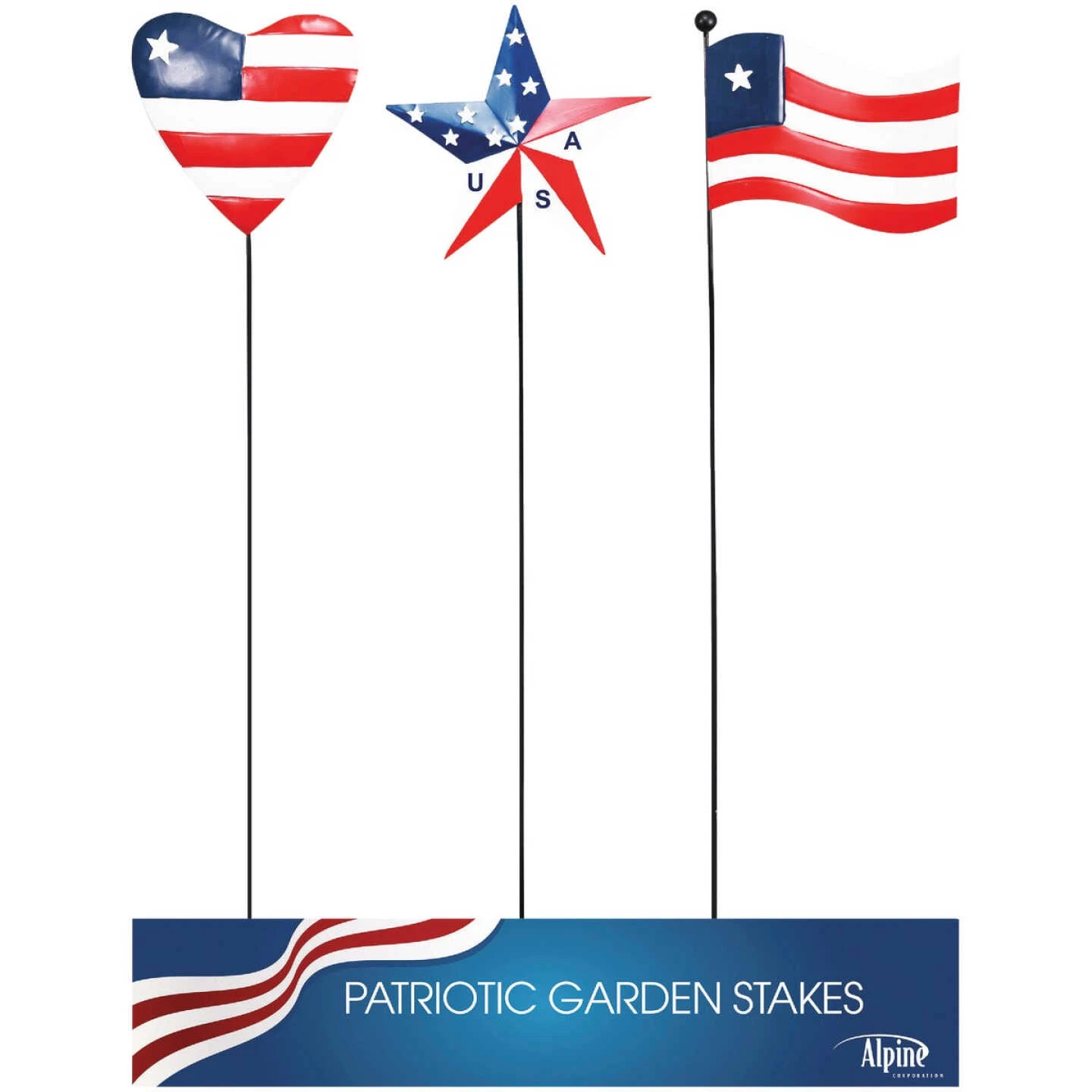 Alpine 40 In. H. Metal Patriotic Flag Garden Stake 3 Alpine 40 In. H. Metal Patriotic Flag Garden Stake