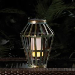 Alpine 7 In. W. X 19 In. H. X 7 In. L. Gray Iron Flickering LED Solar Patio Lantern -Cheap Alpine Shop ItemImage 858226 b6kvxccw9t5pbbwmmgcvnh