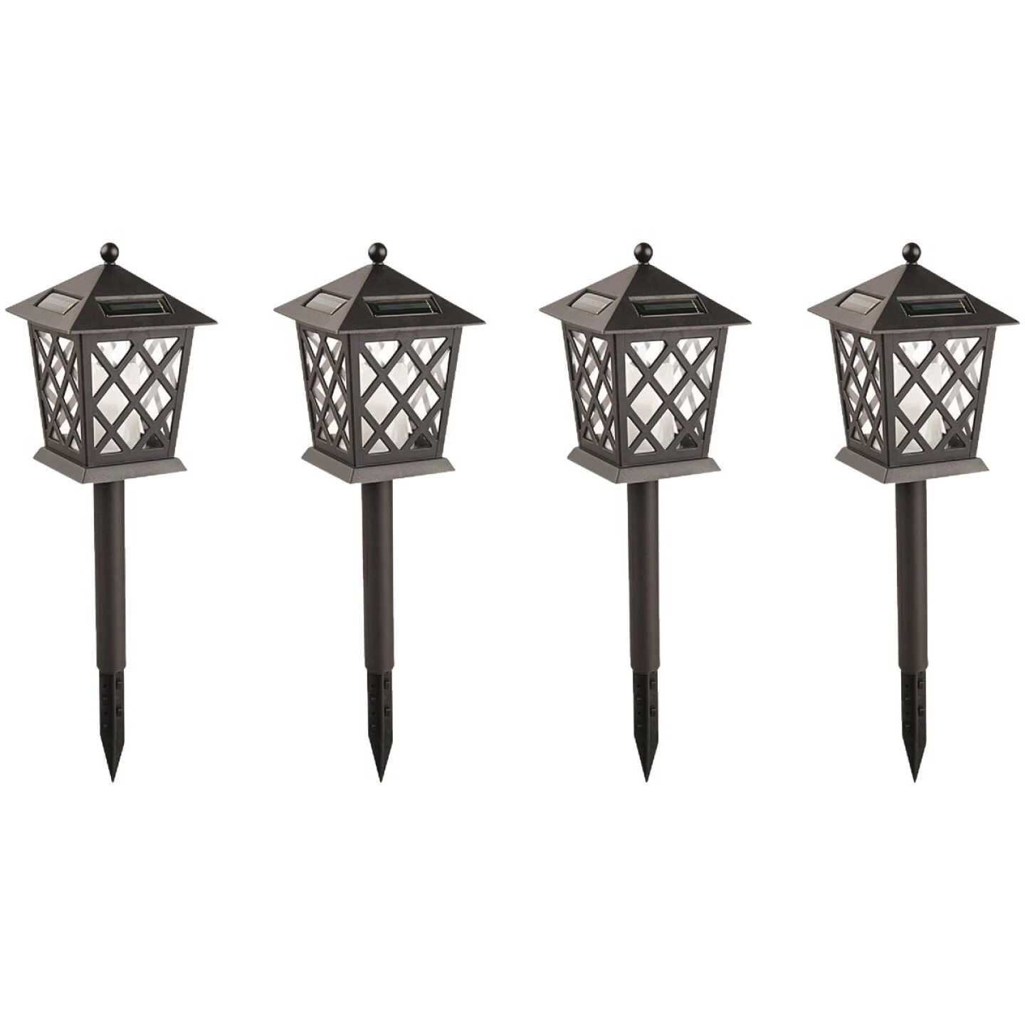 Alpine Black 2 Lumens Plastic LED Lantern Solar Path Light (4-Pack) 3 Alpine Black 2 Lumens Plastic LED Lantern Solar Path Light (4-Pack)