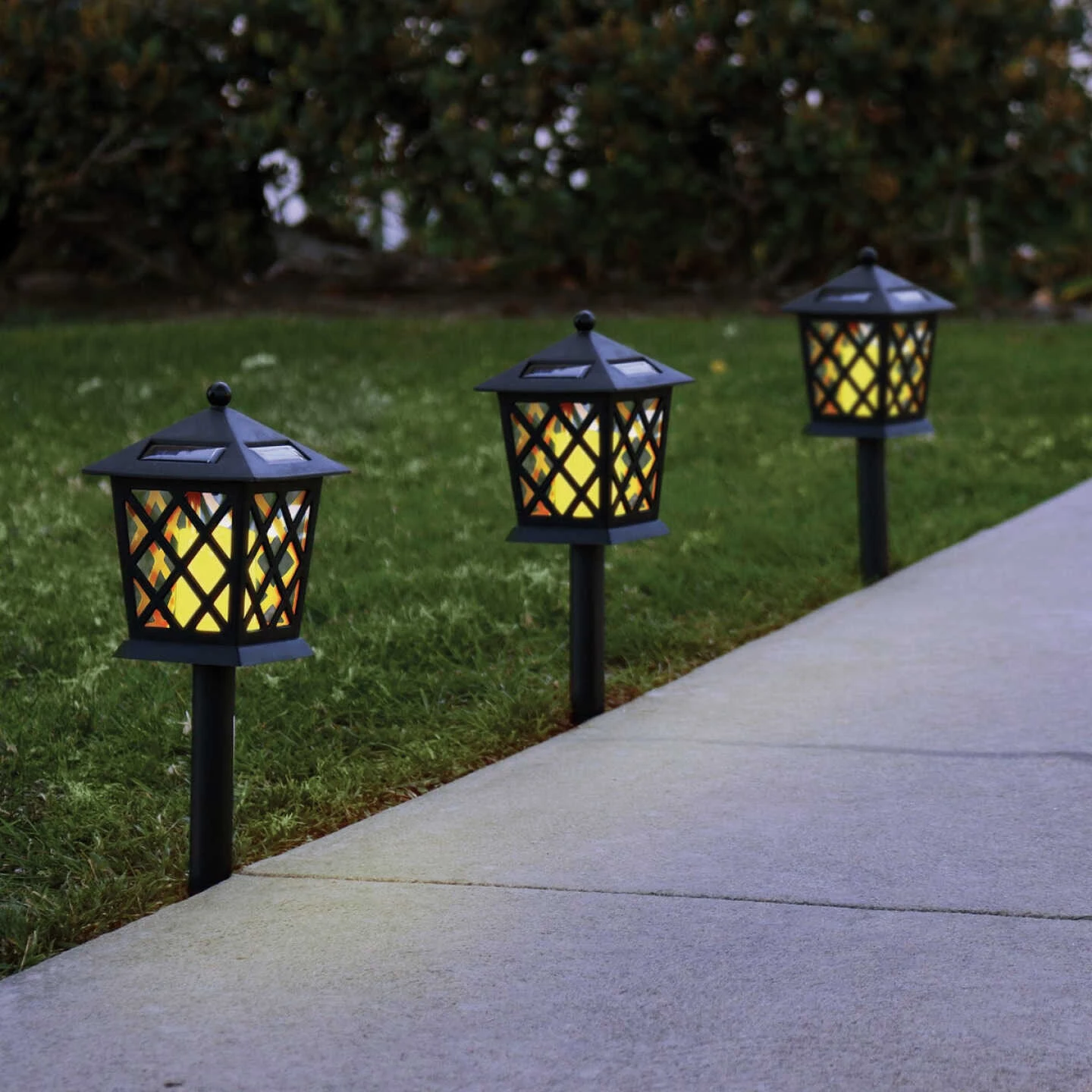 Alpine Black 2 Lumens Plastic LED Lantern Solar Path Light (4-Pack) 4 Alpine Black 2 Lumens Plastic LED Lantern Solar Path Light (4-Pack) - Image 2