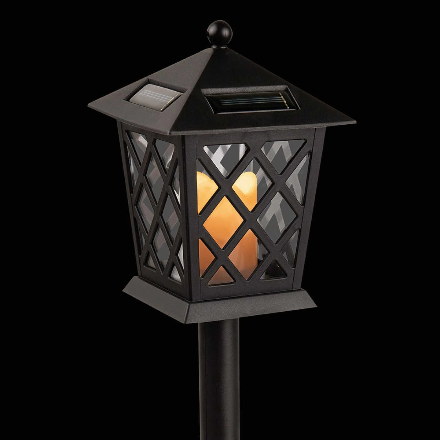 Alpine Black 2 Lumens Plastic LED Lantern Solar Path Light (4-Pack) 5 Alpine Black 2 Lumens Plastic LED Lantern Solar Path Light (4-Pack) - Image 3