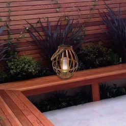 Alpine 8 In. W. X 19 In. H. X 8 In. L. Brown Iron Flickering LED Solar Patio Lantern -Cheap Alpine Shop ItemImage 858943 j84b834bf76qmbr6gs9shq