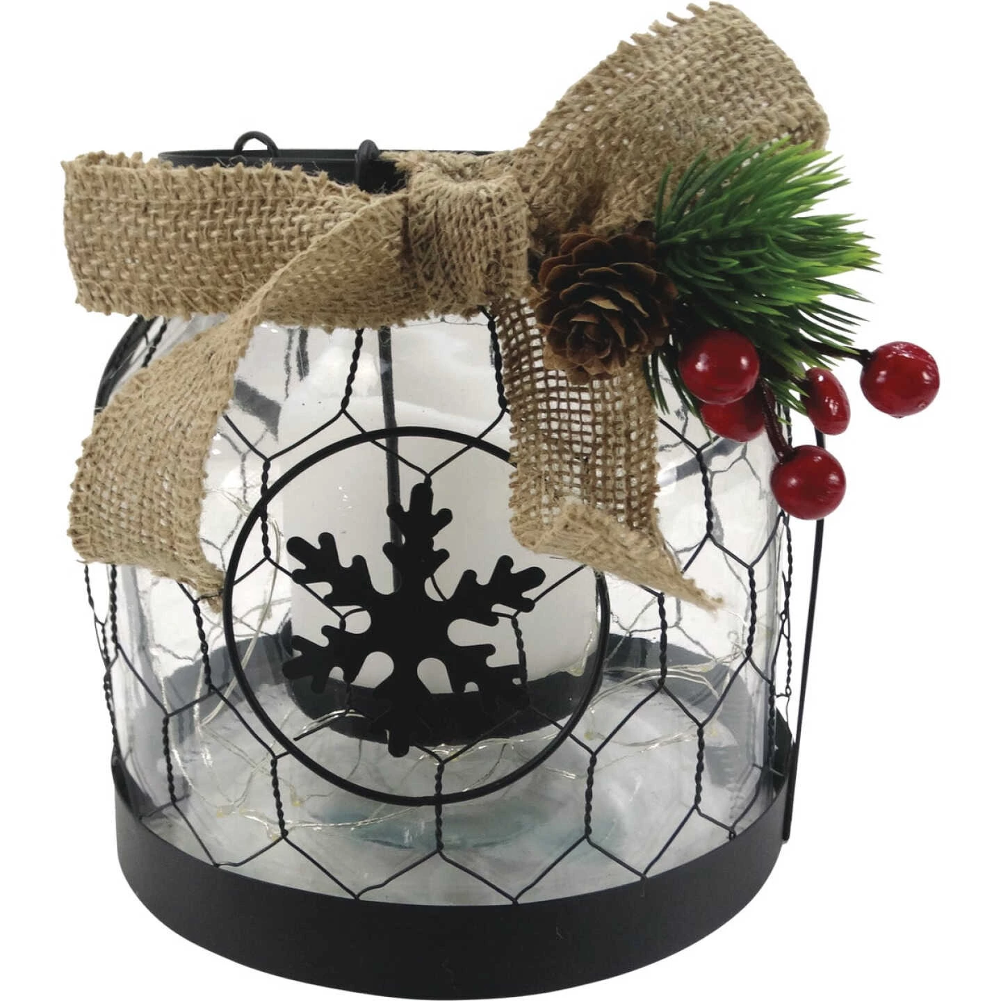 Alpine 7 In. W. X 6 In. H. X 7 In. L. LED Snowflake Lantern With Chicken Wire Holiday Decoration 3 Alpine 7 In. W. X 6 In. H. X 7 In. L. LED Snowflake Lantern With Chicken Wire Holiday Decoration