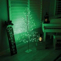 Alpine 60 In. Silver Christmas Tree With Green LED Lights -Cheap Alpine Shop ItemImage 859820 n8msbmhgkb9fjc97x3844g6