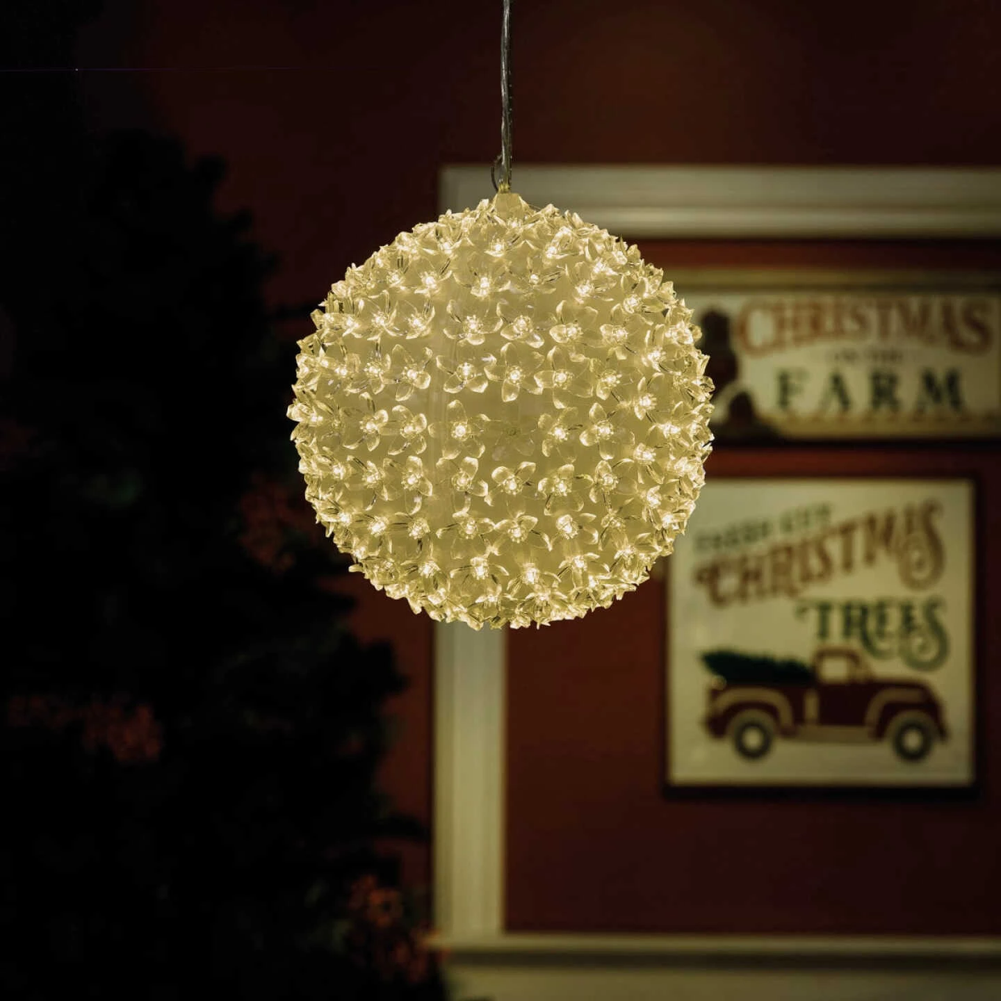Alpine 8 In. Warm White & Cool White LED Sphere Christmas Ornament 6 Alpine 8 In. Warm White & Cool White LED Sphere Christmas Ornament - Image 4
