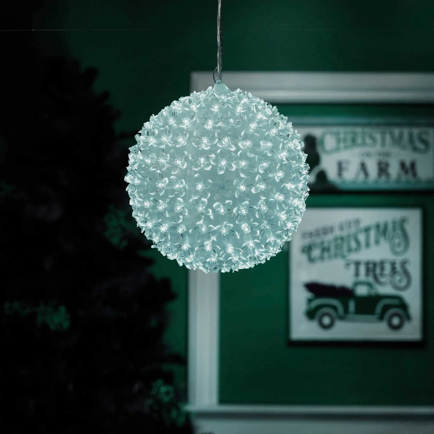 Alpine 8 In. Warm White & Cool White LED Sphere Christmas Ornament 4 Alpine 8 In. Warm White & Cool White LED Sphere Christmas Ornament - Image 2