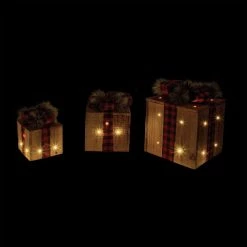 Alpine Warm White LED Rustic Wood With Red Plaid Ribbon Christmas Gift Box Set (3-Piece) -Cheap Alpine Shop ItemImage 863108 9zqzqq8k8kknnhvqx4r9xjx8