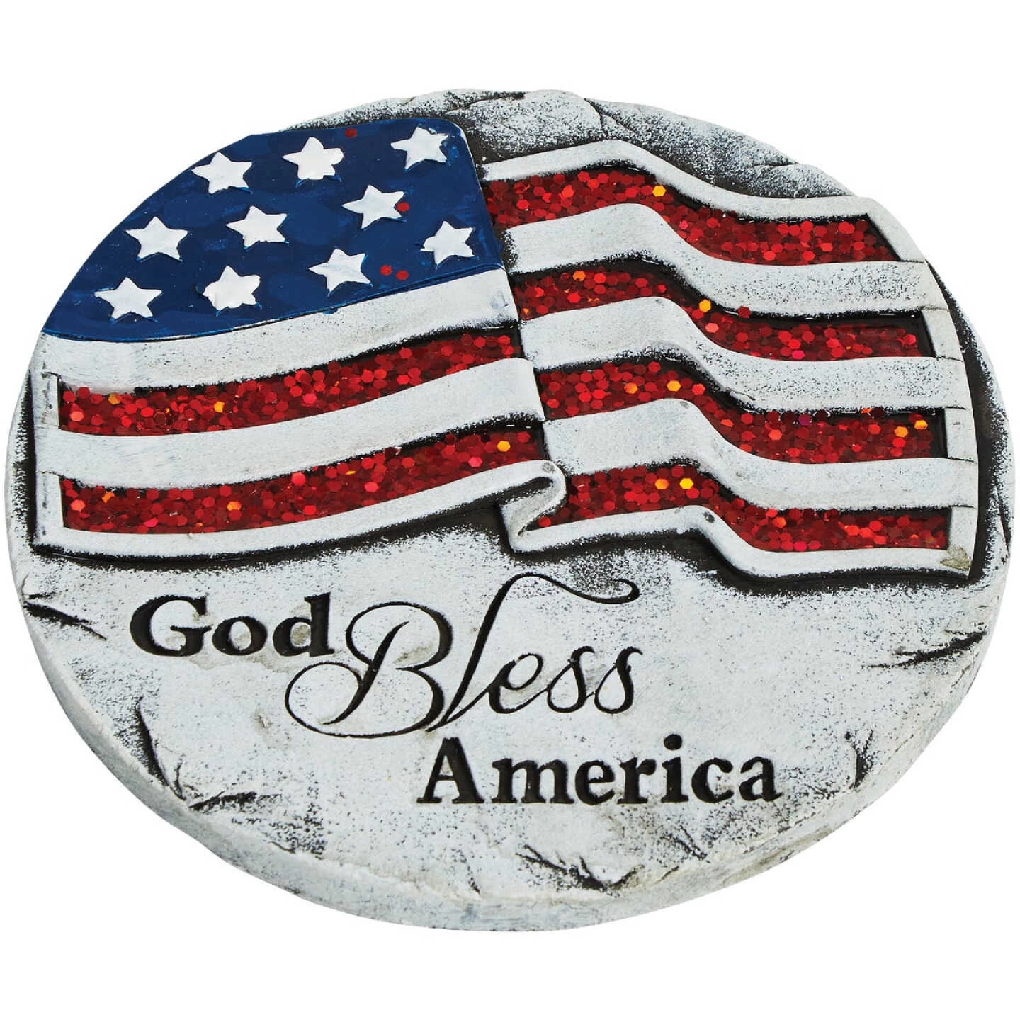Alpine 10 In. Dia. Cement Patriotic Stepping Stone 3 Alpine 10 In. Dia. Cement Patriotic Stepping Stone