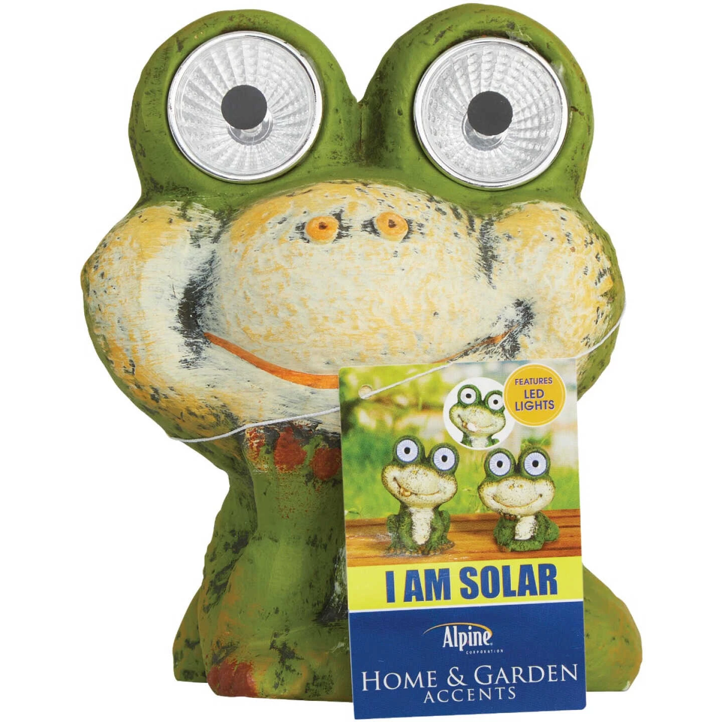 Alpine 7 In. Solar Green Frog Statue With LED Eyes 9 Alpine 7 In. Solar Green Frog Statue With LED Eyes - Image 7