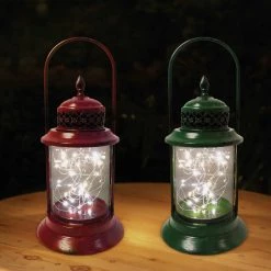Alpine 6 In. W. X 15 In. H. X 6 In. L. Red Or Green Antique Metal & Glass LED Lantern Holiday Decoration -Cheap Alpine Shop ItemImage 867813 jcwm9tmvhxwwgbk8rxf4ntxt