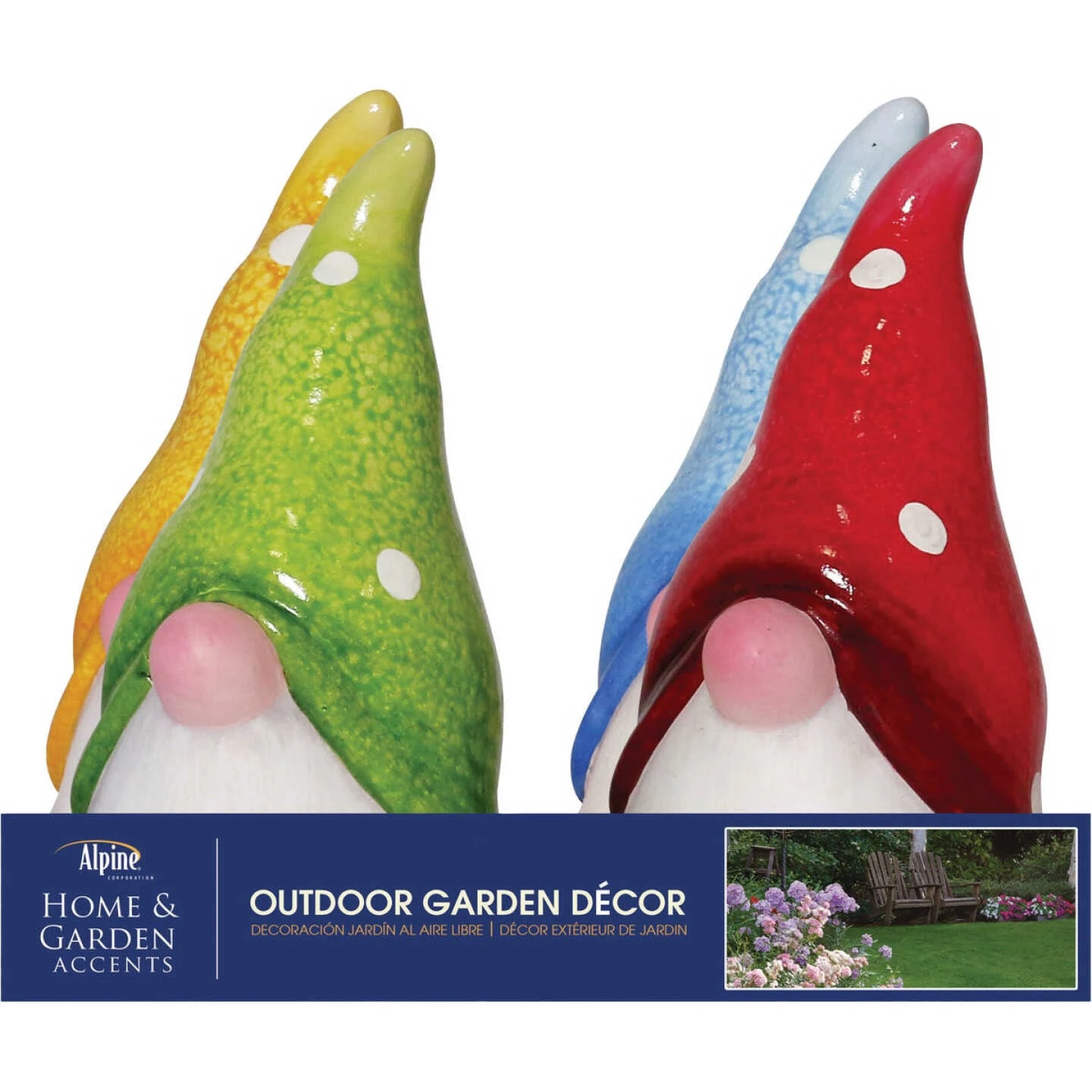 Alpine 10 In. H. Colorful Ceramic Gnome Head Statue 5 Alpine 10 In. H. Colorful Ceramic Gnome Head Statue - Image 3