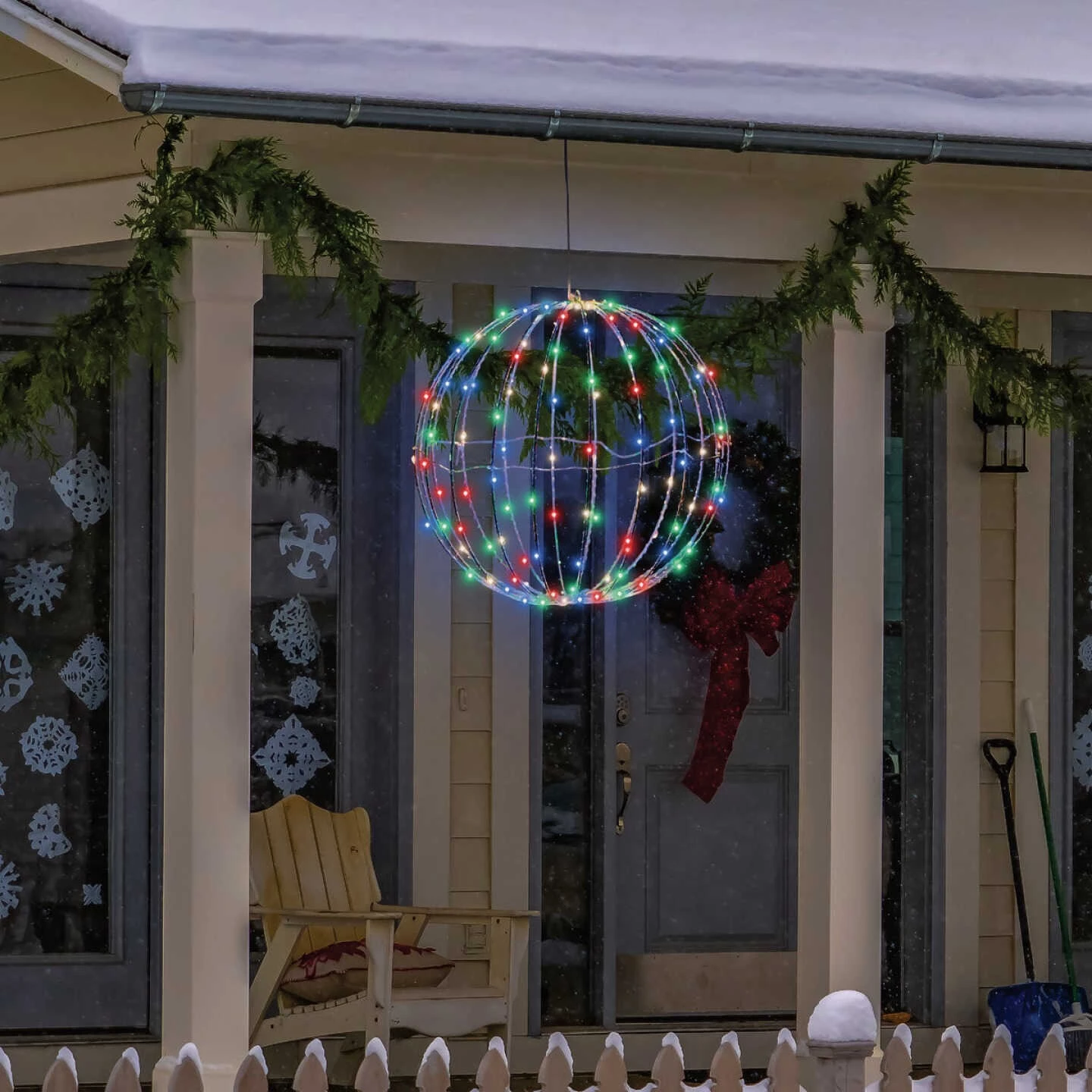 Alpine 17 In. Foldable Metal Sphere Multi-Color LED Christmas Ornament 4 Alpine 17 In. Foldable Metal Sphere Multi-Color LED Christmas Ornament - Image 2