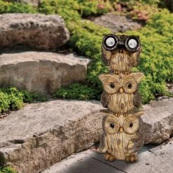 Alpine 25 In. H. Solar 3-Owl Statue With LED Binoculars -Cheap Alpine Shop ItemImage 871244 wc9rphs9pxbj48x5hsffvmwj