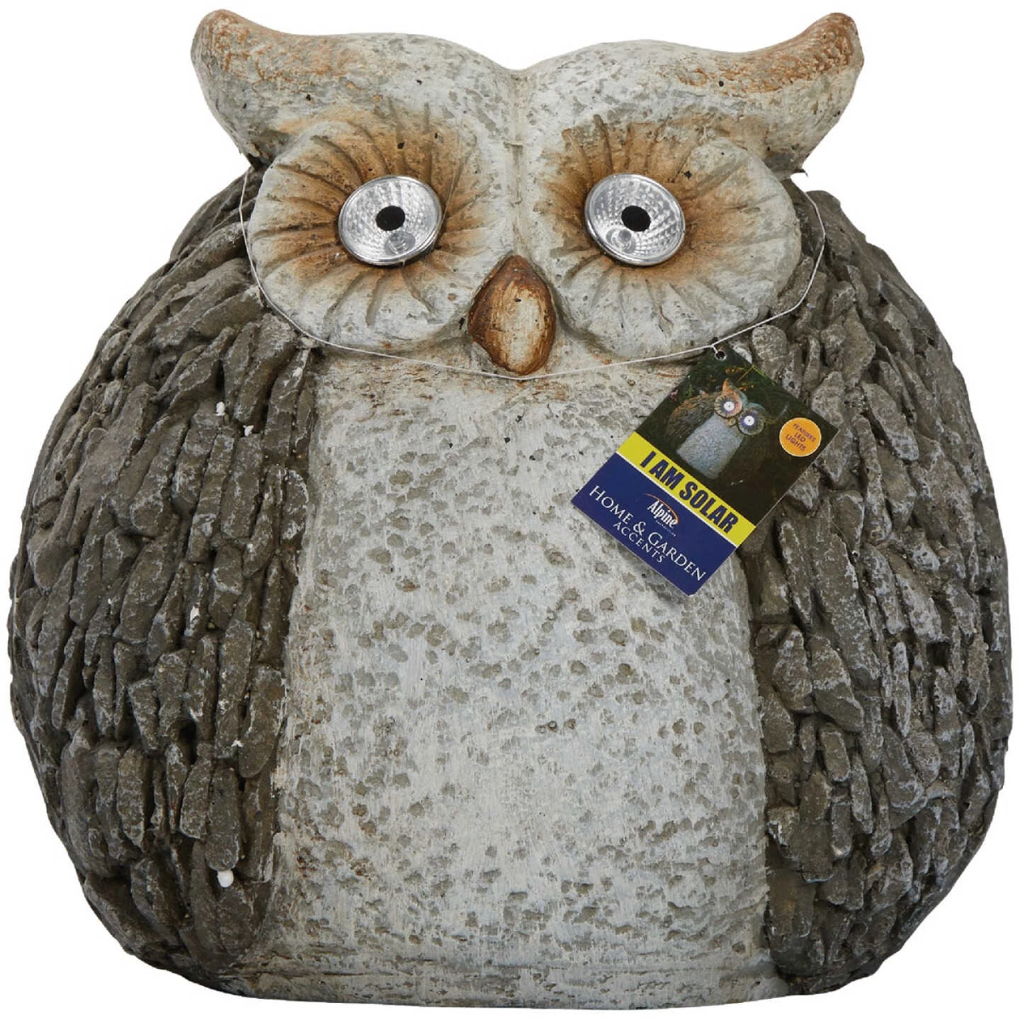 Alpine 13 In. H. Magnesia Owl Statue With Solar LED Eyes 5 Alpine 13 In. H. Magnesia Owl Statue With Solar LED Eyes - Image 3