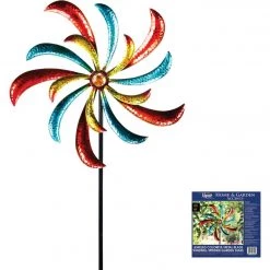 Alpine Jeweled Colorful Metal Blade Windmill Spinner Garden Stake