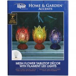 Alpine 7 In. W. X 9 In. H. X 7 In. L. Iron Mesh Flower Bud Tungsten Tabletop Lamp -Cheap Alpine Shop ItemImage 875460 85r8fjb8nvnbg65cv8vggx3