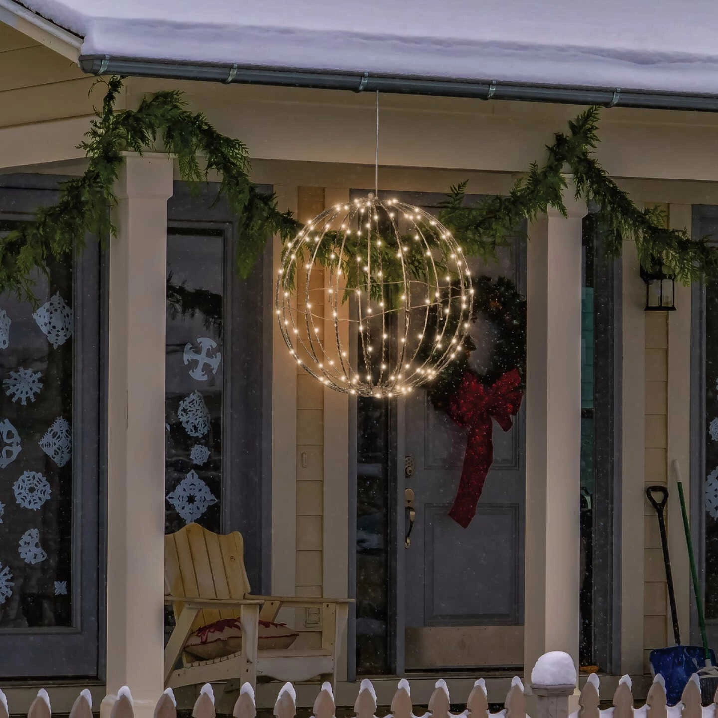 Alpine 8 In. Foldable Metal Sphere Warm White LED Christmas Ornament 4 Alpine 8 In. Foldable Metal Sphere Warm White LED Christmas Ornament - Image 2