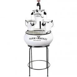 Alpine 14-1/2 In. W. X 36-1/2 In. H. X 14-1/2 In. L. White Enameled Iron Farm To Market Tabletop Fountain