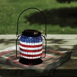 Alpine 5 In. W. X 12 In. H. X 7 In. L. Patriotic Americana Solar LED Patio Lantern -Cheap Alpine Shop ItemImage 882759 sw28kcfz6t5b5wjb4f4jpbrv