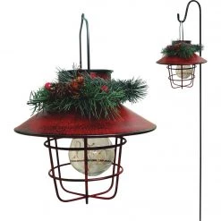 Alpine 36 In. LED Solar Metal Shepherd's Hook With Red Lantern