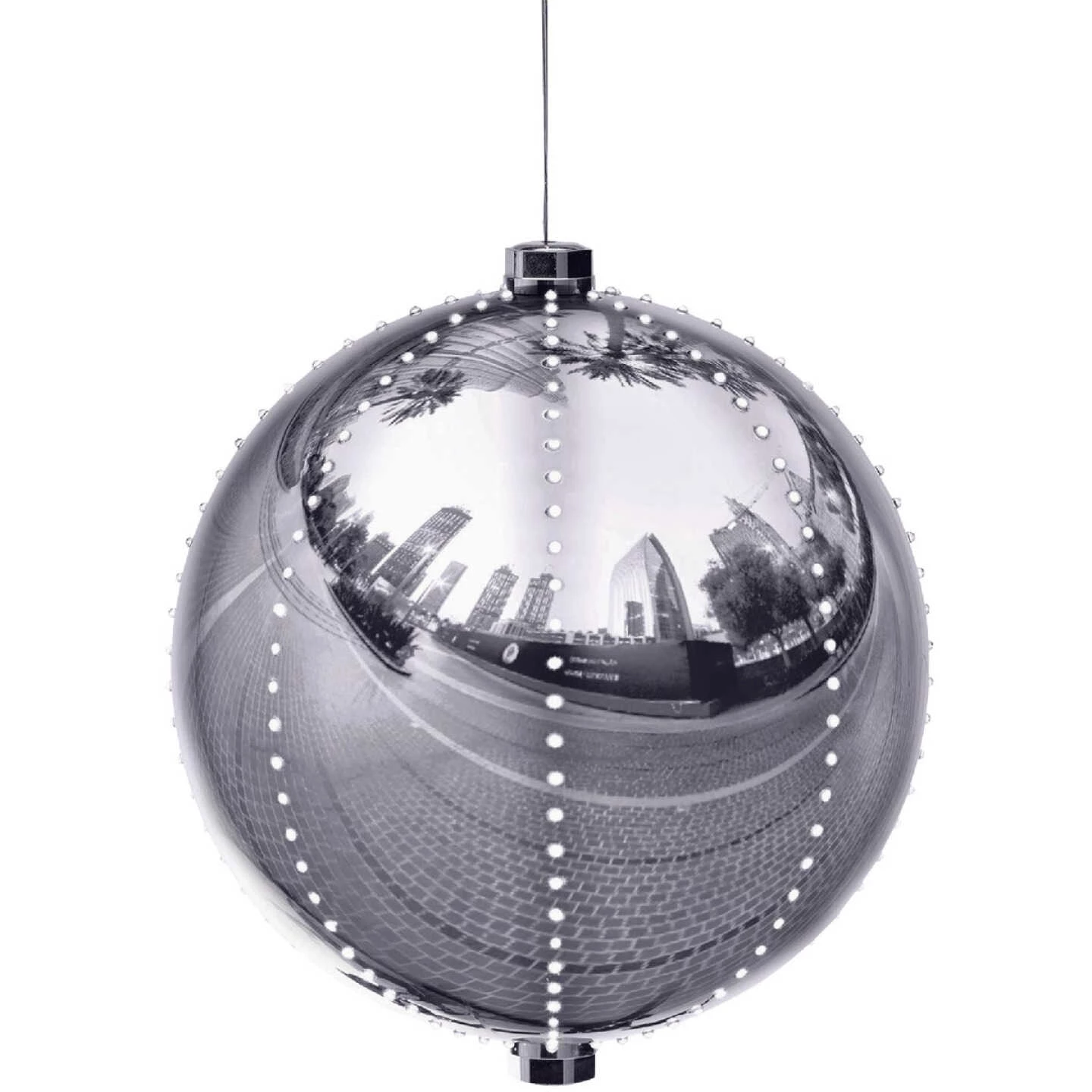 Alpine 13 In. LED 240-Bulb Silver Christmas Ball With Chasing LED Lights 3 Alpine 13 In. LED 240-Bulb Silver Christmas Ball With Chasing LED Lights