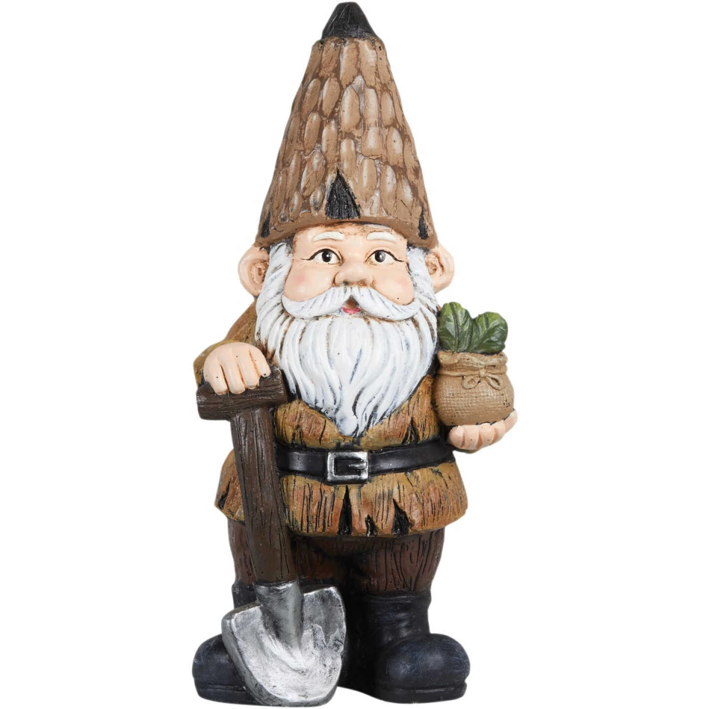 Alpine 16 In. H. MGO Gnome With Shovel & Plants Statue 4 Alpine 16 In. H. MGO Gnome With Shovel & Plants Statue - Image 2