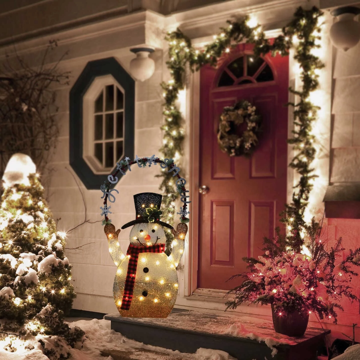 Alpine 42 In. Warm White LED Snowman Lighted Decoration 4 Alpine 42 In. Warm White LED Snowman Lighted Decoration - Image 2